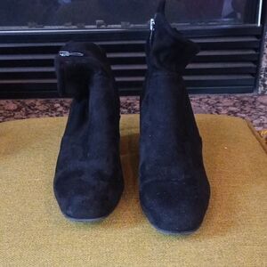 Franco Sarto Black Suede Ankle Booties with Side Zip